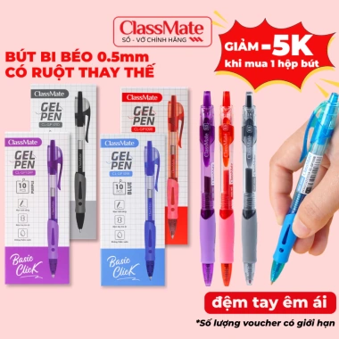 Hộp 10 Bút Gel Classmate GP109 - Viết trơn tru, nét đều, đệm tay, nhanh khô, chỉ 25.000₫ (giảm từ 30.250₫)