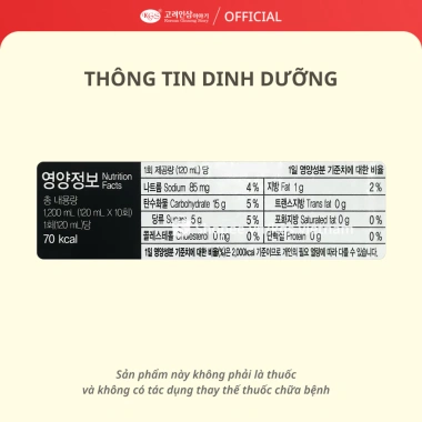 Hộp 10 chai Nước Hồng Sâm Hàn Quốc 120ml - Giá ưu đãi 456.000 VND, tặng 5 hộp tăng lực