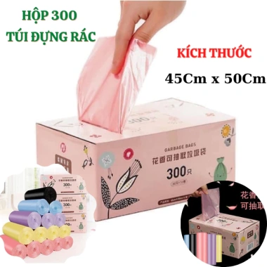 Hộp 10 cuộn 300 túi đựng rác siêu dai, nhiều màu - Tiện lợi, giảm giá 99.000₫