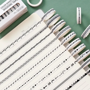 Hộp 10 cuộn băng dính Washitape phong cách đa dạng – Trang trí sổ tay, bullet journal, giá 22.000 VND