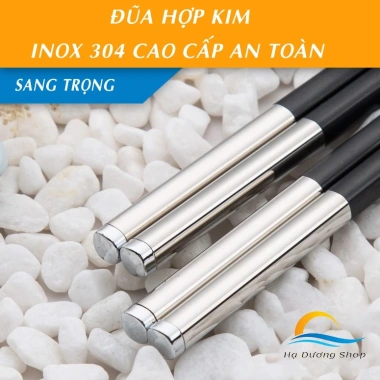 Hộp 10 Đôi Đũa Hợp Kim Chống Mốc, Chịu Nhiệt Cao, Không Trượt Sang Trọng HADU