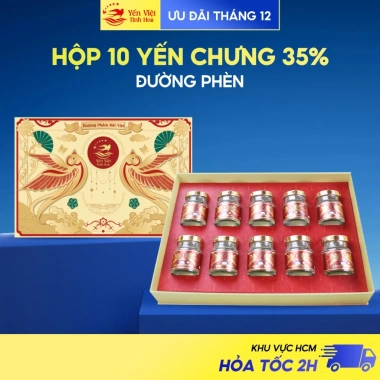 Hộp 10 Hũ Yến Chưng Sẵn Đường Phèn 35% 70ml Yến Việt Tinh Hoa Quà Tết 599.000₫