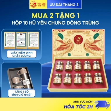 Hộp 10 Hũ Yến Chưng Sẵn Đường Phèn 35% 70ml Yến Việt Tinh Hoa Quà Tết 599.000₫