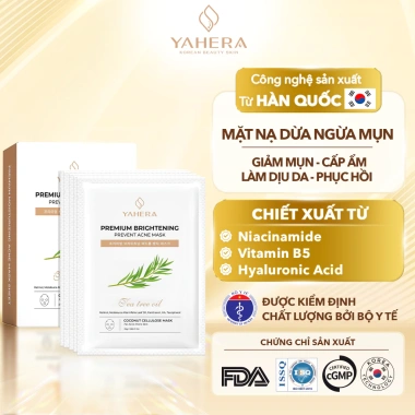 Hộp 10 Mặt Nạ Mụn Thạch Nước Dừa Tươi YAHERA Premium Giảm Mụn, Cấp ẩm, Làm Dịu Da, Giá 290.000₫