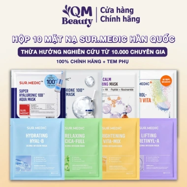 Hộp 10 mặt nạ SurMedic vi sợi Hàn Quốc - Dưỡng sáng, phục hồi, cấp ẩm da 285k