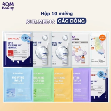 Hộp 10 mặt nạ SurMedic vi sợi Hàn Quốc - Dưỡng sáng, phục hồi, cấp ẩm da 285k