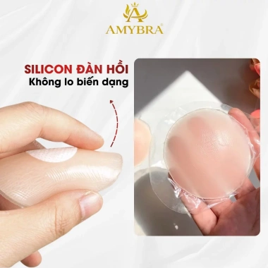 Hộp 10 miếng dán ngực silicone keo an toàn, dùng nhiều lần nhũ hoa AMYBRA H02 49k 8