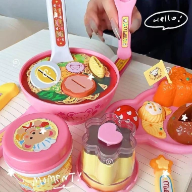 Hộp 10 món đồ chơi ăn bánh Pudding dâu tây và Burger - Đóng vai dễ thương cho bé