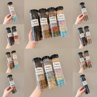 Hộp 100 Dây Chun Cột Tóc Co Dãn, Tiện Lợi, Phong Cách Hàn Quốc - Giá Ưu Đãi