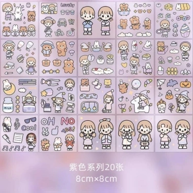Hộp 100 tấm Sticker Hình Dán Trang Trí Sổ Lưu Niệm Dễ Thương Giá 49.000₫