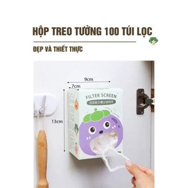 Hộp 100 túi đựng lọc rác dán tường hình cà tím tiện lợi giảm giá 15.000 VND