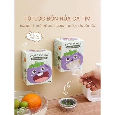 Hộp 100 túi đựng lọc rác dán tường hình cà tím tiện lợi giảm giá 15.000 VND