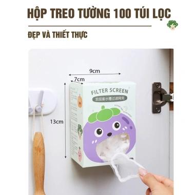 Hộp 100 túi đựng lọc rác dán tường hình cà tím tiện lợi giảm giá 15.000 VND