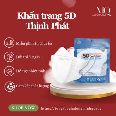 Hộp 100c Khẩu Trang 5D Thịnh phát 3 lớp, Chống Bụi Mịn, Kháng Khuẩn, Cấp, 12.000 VND