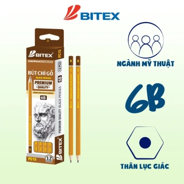 Hộp 12 Bút chì Bitex 2B/4B/6B/8B - Chuyên dụng cho Mỹ thuật, Giá ưu đãi 23.100₫ 6