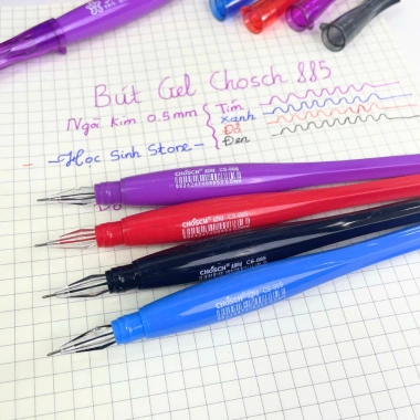 Hộp 12 Bút Gel Chosch CS885 Ngòi Kim 0.5mm Nét Nhỏ Đầu Kim Cương Giá 65.000đ Màu Xanh Tím Đỏ Đen