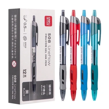 Hộp 12 Bút Gel Deli S08 Đầu Ngòi 0.5mm Viết Tiếng Trung Nhật Cực Trơn Mượt Giá 60k