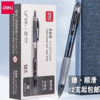 Hộp 12 Bút Gel Deli S08 Đầu Ngòi 0.5mm Viết Tiếng Trung Nhật Cực Trơn Mượt Giá 60k