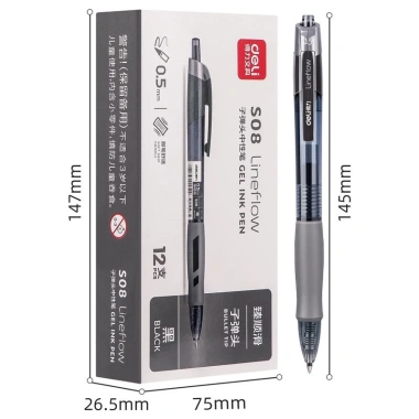Hộp 12 Bút Gel Deli S08 Đầu Ngòi 0.5mm Viết Tiếng Trung Nhật Cực Trơn Mượt Giá 60k