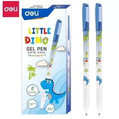 Hộp 12 bút gel nước Deli EG30 G30 ngòi 0.5mm họa tiết khủng long - Ruột G36 thay thế, chỉ 25.000₫