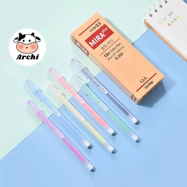 Hộp 12 bút mực gel Mira cute ARCHI - Ngòi 0.5mm, đa màu, viết calligraphy, chỉ 39.900đ
