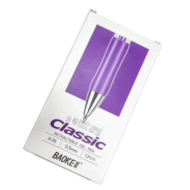 Hộp 12 cây bút gel bấm Baoke A35, ngòi 0.5mm, luyện viết chữ Hán Trung Quốc - Giá 35.000 VNĐ