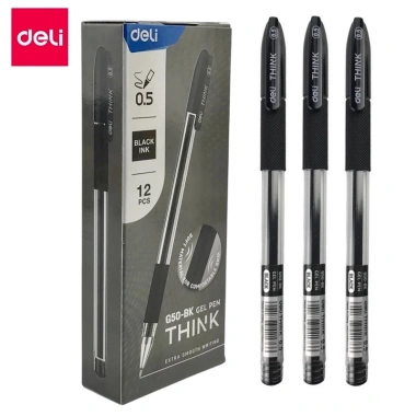 Hộp 12 cây bút gel Deli CG50 ngòi 0.5mm - Viết êm trơn, giá ưu đãi 25.000đ