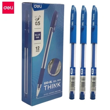 Hộp 12 cây bút gel Deli CG50 ngòi 0.5mm - Viết êm trơn, giá ưu đãi 25.000đ