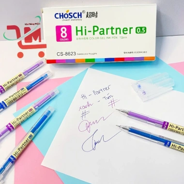 Hộp 12 Cây Bút Gel Mực Nước Xanh Tím CHOSCH HI PARTNER CS-8.623 Giá chỉ 49.900 VNĐ