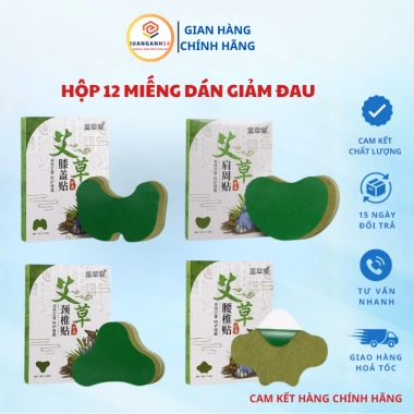 Hộp 12 miếng dán ngãi cứu QA HAPPY LIFE - Giảm đau mỏi xương khớp, lưu thông máu, giá chỉ 19.500 VND