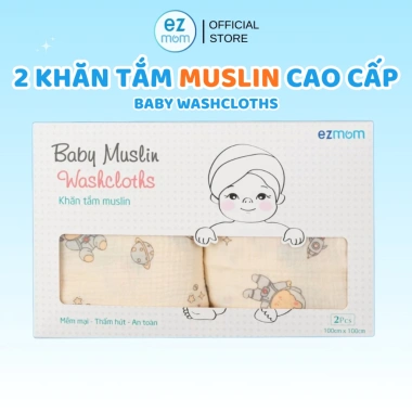 Hộp 2 Khăn Tắm Muslin 2 Lớp Mềm Mại 100x100cm Thấm Hút Tốt Cho Bé Sơ Sinh Giá Ưu Đãi 229.000 VND
