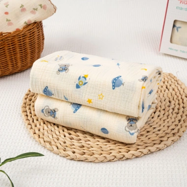 Hộp 2 Khăn Tắm Muslin 2 Lớp Mềm Mại 100x100cm Thấm Hút Tốt Cho Bé Sơ Sinh Giá Ưu Đãi 229.000 VND