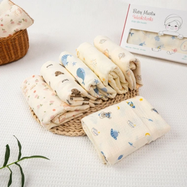 Hộp 2 Khăn Tắm Muslin 2 Lớp Mềm Mại 100x100cm Thấm Hút Tốt Cho Bé Sơ Sinh Giá Ưu Đãi 229.000 VND