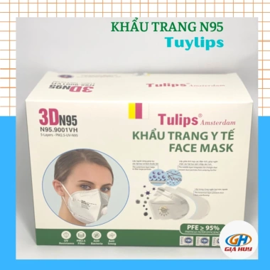 Hộp 20 chiếc khẩu trang N95 Tuylip chống bụi mịn, có van thở, bảo vệ hô hấp - Giá ưu đãi 78.498 VND