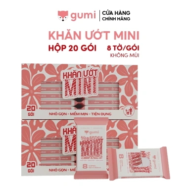 Hộp 20 gói Khăn giấy ướt Gumi Mini không mùi, tiện lợi bỏ túi - 34.999₫