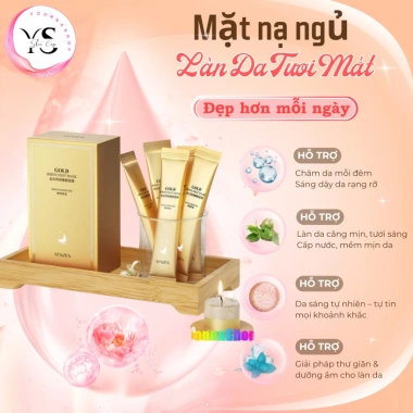 Hộp 20 Gói Mặt Nạ Ngủ Golden VENZEN Dưỡng ẩm Trắng sáng Mịn màng Giá 24.500 VND
