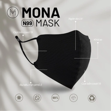 Hộp 30 khẩu trang Mona N99 UV Nano lọc hơn 99% bụi mịn, bảo hộ, tái sử dụng giá 319k