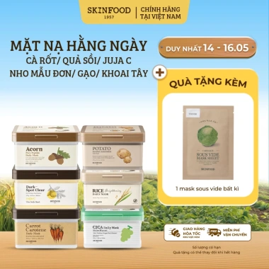 Hộp 30 miếng mặt nạ Skinfood Daily dưỡng da: cà rốt, quả sồi, quýt, nho - giảm giá 450k