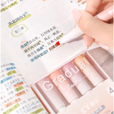 Hộp 4 bút highlight gradient pastel morandi - màu pastel dễ thương, giá 23.000₫