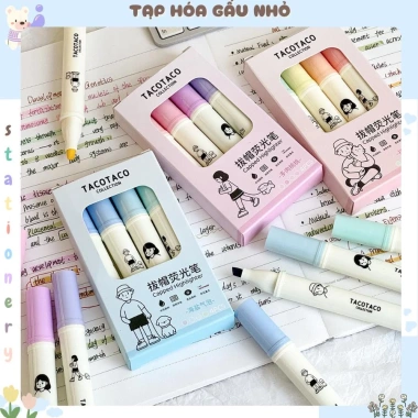 Hộp 4 bút highlighter TACOTACO tone pastel - Giá ưu đãi 29.545₫