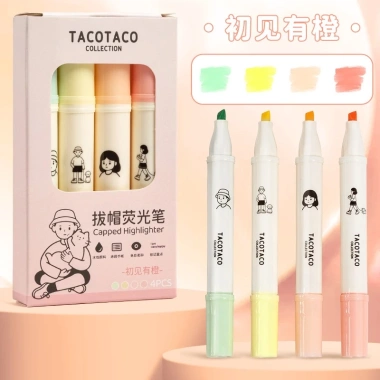 Hộp 4 bút highlighter TACOTACO tone pastel - Giá ưu đãi 29.545₫ 10