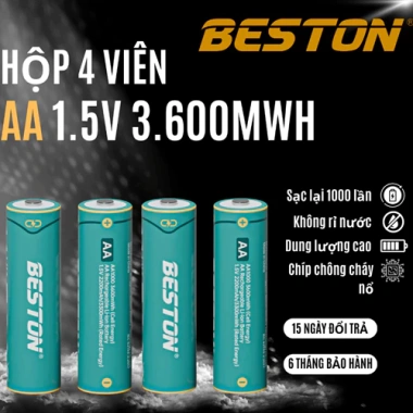 Hộp 4 Pin AA Lithium Beston 1.5V 2A 3.600mWh - Sạc M7.036, Pin Máy Ảnh, Pin Micro, Pin Đồ Chơi - 189.000 VND