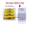 Hộp 4 Pin sạc AA KTV 4.800mAh dung lượng lớn – Dùng cho micro không dây, kèm sạc 4 rãnh