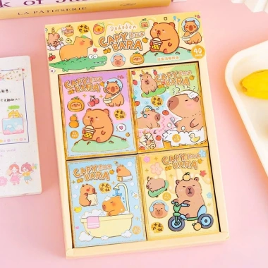 Hộp 40 quyển sổ dán sticker CapyBara, trang trí chuột lang nước - 110.000đ