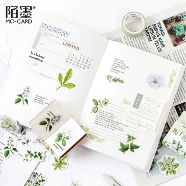 Hộp 45 Sticker Lá cây xanh cho Bullet Journal, lịch và album - Dễ thương, giá 22.800 VND