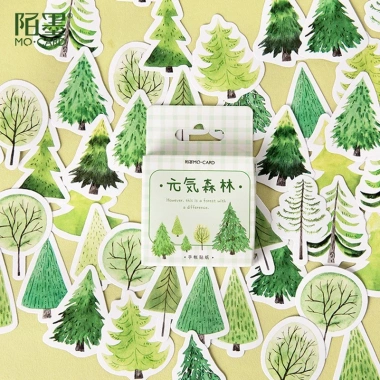 Hộp 45 Sticker Lá cây xanh cho Bullet Journal, lịch và album - Dễ thương, giá 22.800 VND