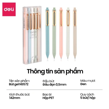 Hộp 5 Bút Gel Nusign Cao Cấp Ngòi 0.5mm Mực Đen Viết Siêu Êm Trơn Tru Giá 20.000