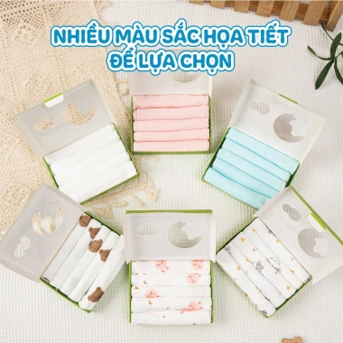 Hộp 5 khăn sữa sợi tre 2 lớp an toàn cho bé, không gây kích ứng, giá chỉ 89.000₫