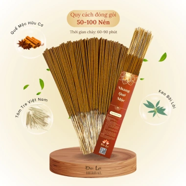 Hộp 50-100 nhang quế mộc 30-40cm - Nhẹ dịu, ít khói, thơm nhẹ, chỉ 24.000₫