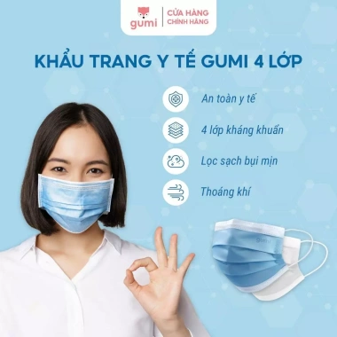 Hộp 50 chiếc Khẩu trang y tế 4 lớp Gumi Mask - Kháng khuẩn, chống bụi mịn, chỉ 32.340 VND 9 Hộp 50 chiếc Khẩu trang y tế 4 lớp Gumi Mask - Kháng khuẩn, chống bụi mịn, chỉ 32.340 VND 9